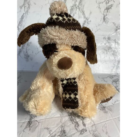 Hugfun Tan Floppy Ear Woth Hat Puppy Plush - Picture 1 of 5